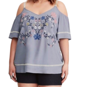 Torrid Embroidered cold shoulder top